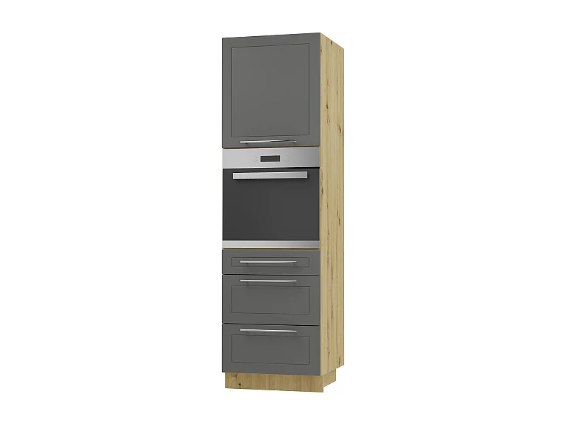 BACKOFEN-HOCHSCHRANK Kvantum D14/RU/3M Graphit Matt / Eiche Artisan Matt 60 / 59 / 207cm