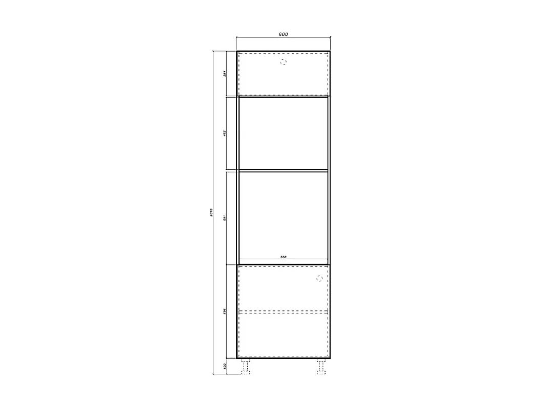 BACKOFEN-HOCHSCHRANK Kvantum D14/RU/60/207 Vanille Matt / Schwarz Matt 60 / 59 / 207cm