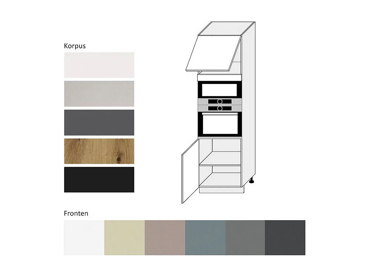 BACKOFEN-HOCHSCHRANK Kvantum D14/RU/60/207 Beige Matt / Schwarz Matt 60 / 59 / 207cm