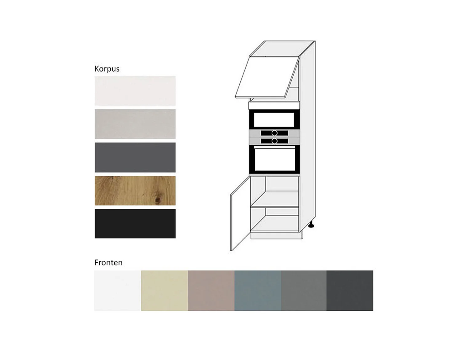 BACKOFEN-HOCHSCHRANK Kvantum D14/RU/60/207 Beige Matt / Eiche Artisan Matt 60 / 59 / 207cm