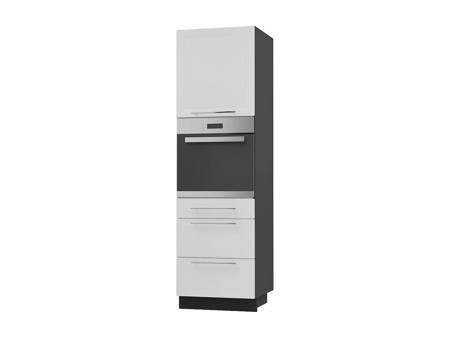 BACKOFEN-HOCHSCHRANK Kvantum D14/RU/3M Weiß Matt / Schwarz Matt 60 / 59 / 207cm