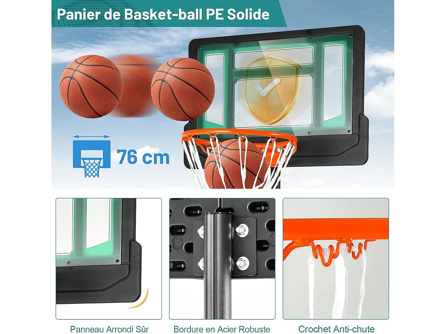 Panier de Basketball sur Pieds avec Hauteur Réglable 90-210 CM, Support de Basket à roulettes avec Base Remplissable, pour Adultes ou Enfants 3 Ans+ (Vert)