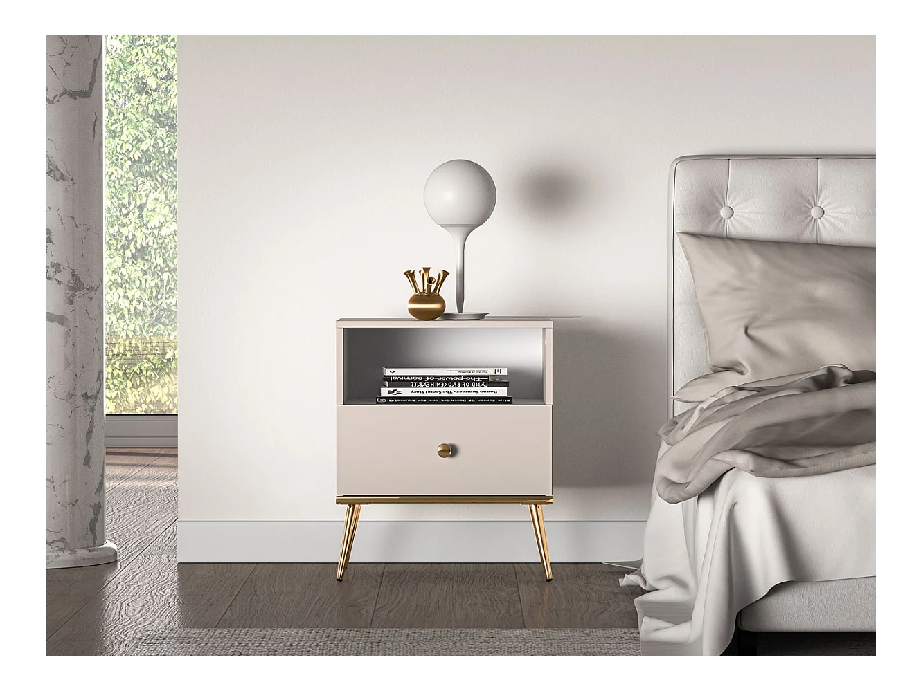NACHTKONSOLE Selgin Kaschmir / Gold 50 / 34 / 60cm (2er-Set)