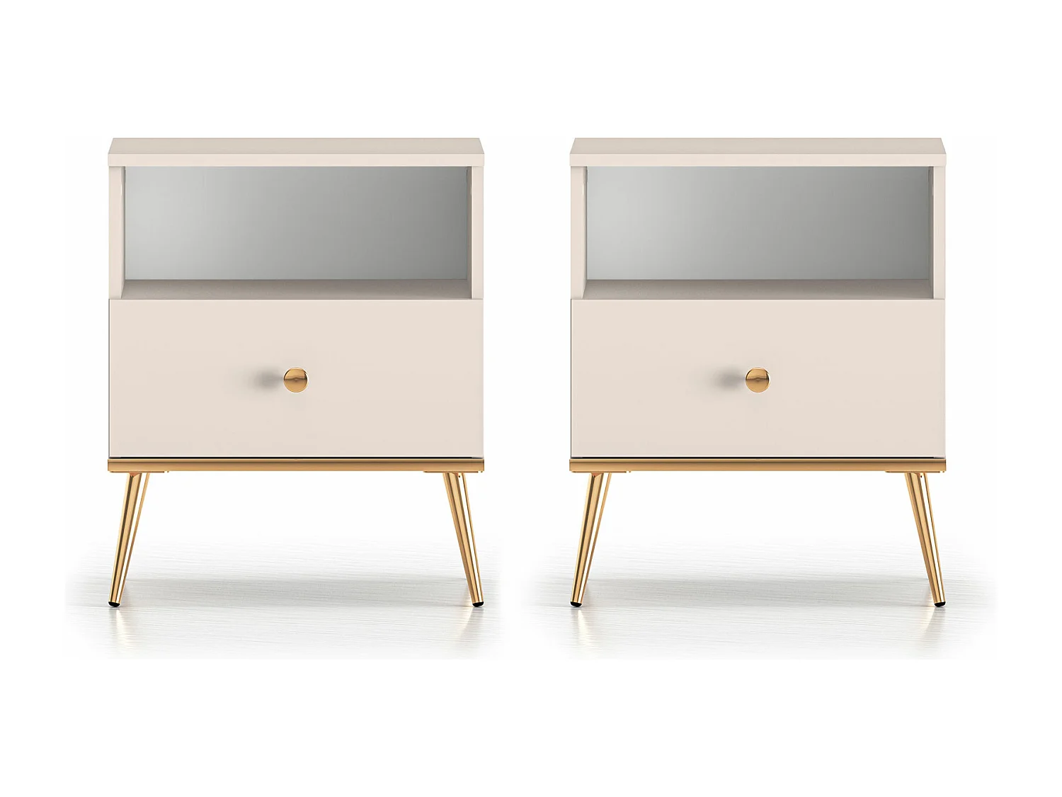 NACHTKONSOLE Selgin Kaschmir / Gold 50 / 34 / 60cm (2er-Set)