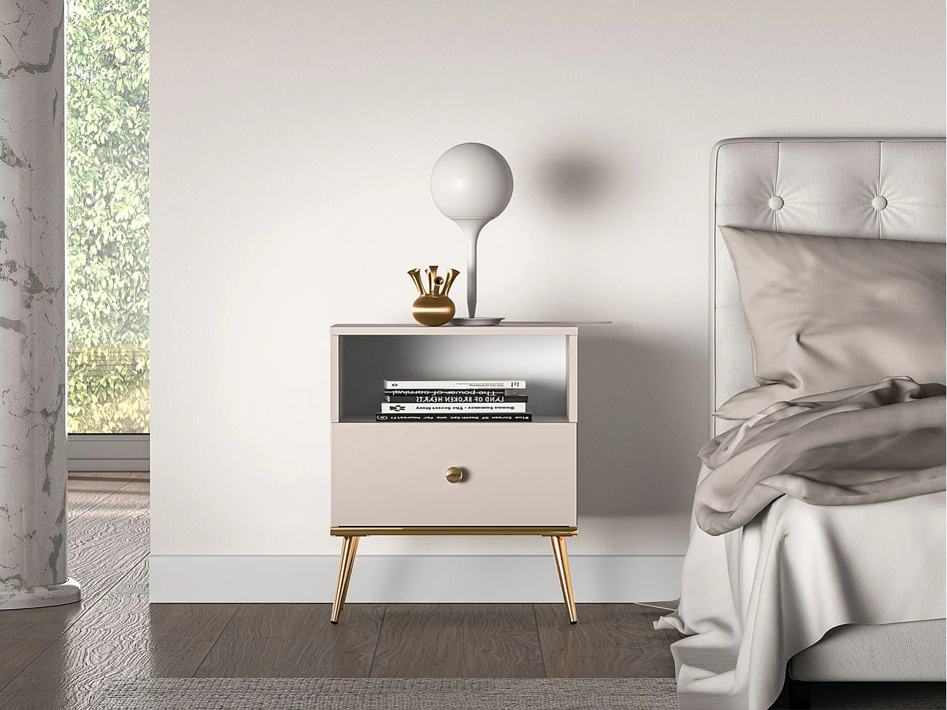 NACHTKONSOLE Selgin Kaschmir / Gold 50 / 34 / 60cm (2er-Set)