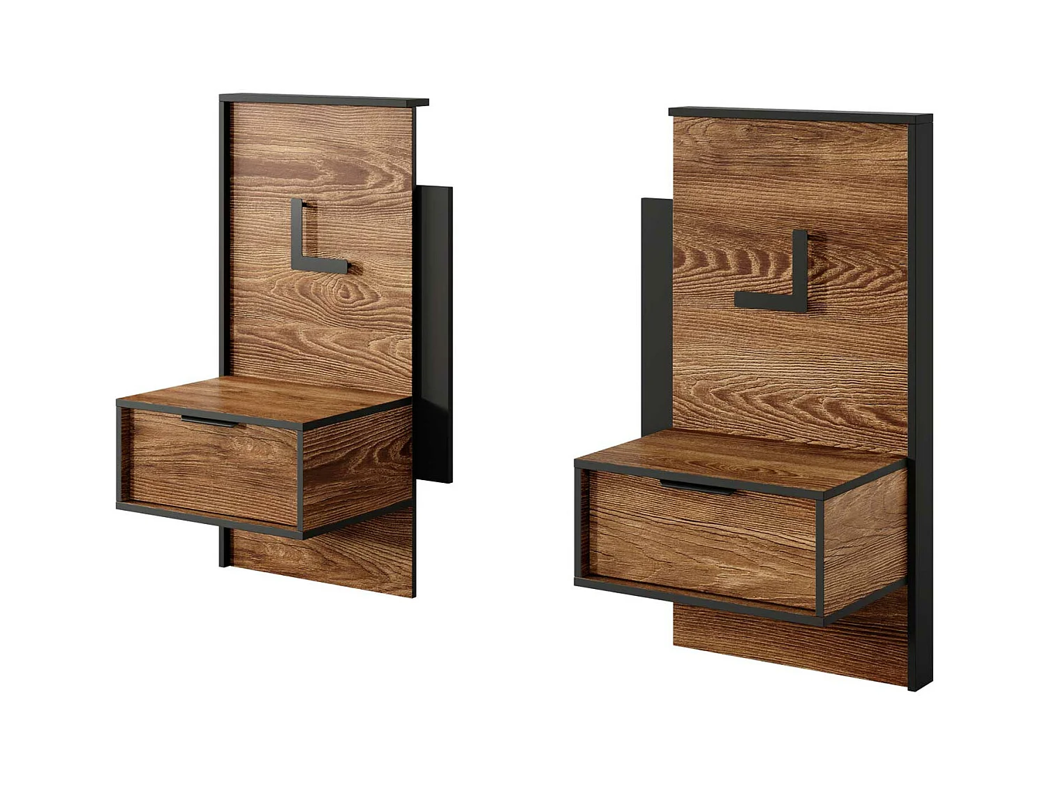 2ER-SET NACHTKONSOLEN Milton Kastanie / anthrazit 48cm / 39 cm / 102 cm