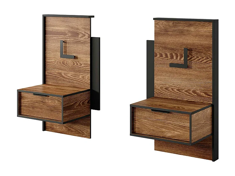 2ER-SET NACHTKONSOLEN Milton Kastanie / anthrazit 48cm / 39 cm / 102 cm