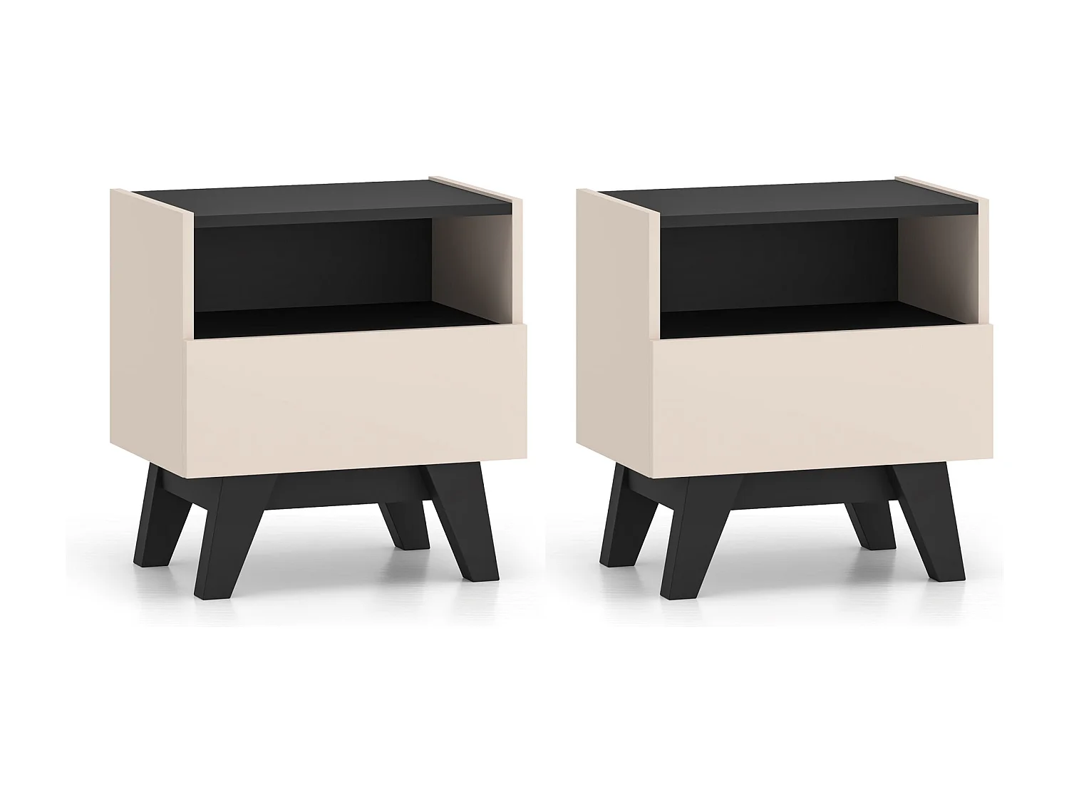 NACHTKONSOLE Freshion Kaschmir / Schwarz 50 / 34 / 53cm (2er-Set)