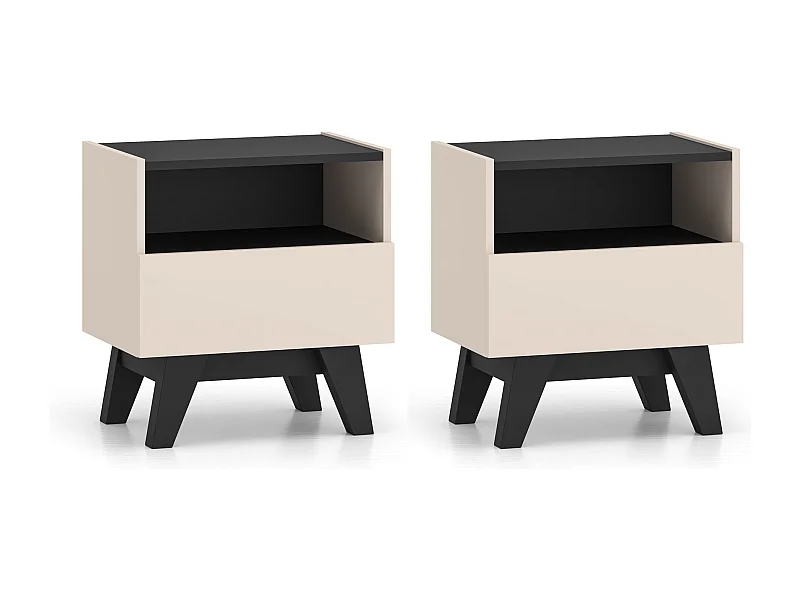 NACHTKONSOLE Freshion Kaschmir / Schwarz 50 / 34 / 53cm (2er-Set)