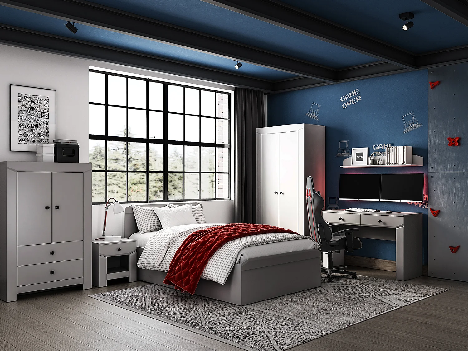 NACHTKONSOLE Terni silbergrau 49 / 35 / 50cm