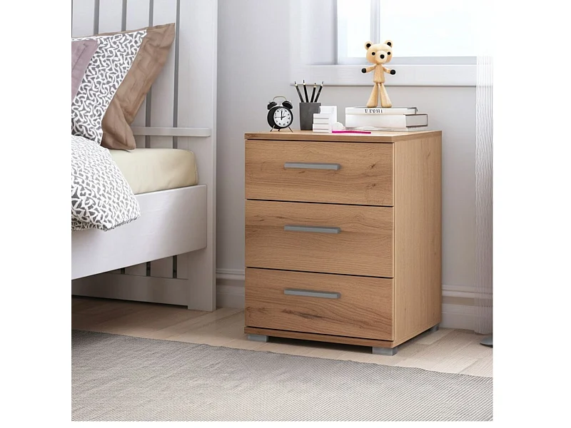 Mesita de noche Elora 3 cajones natural 50x45x34 cm