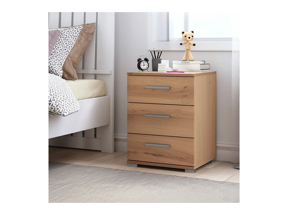 Mesita de noche Elora 3 cajones natural 50x45x34 cm