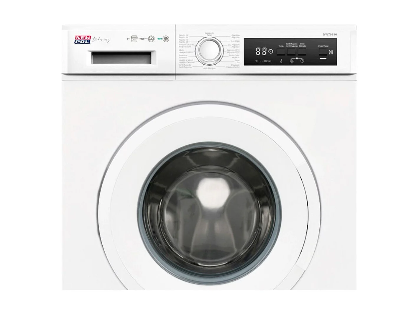 Lavadora carga frontal New Pol NWTA1610 6kg 1000 rpm 15 programas D blanco 60 cm
