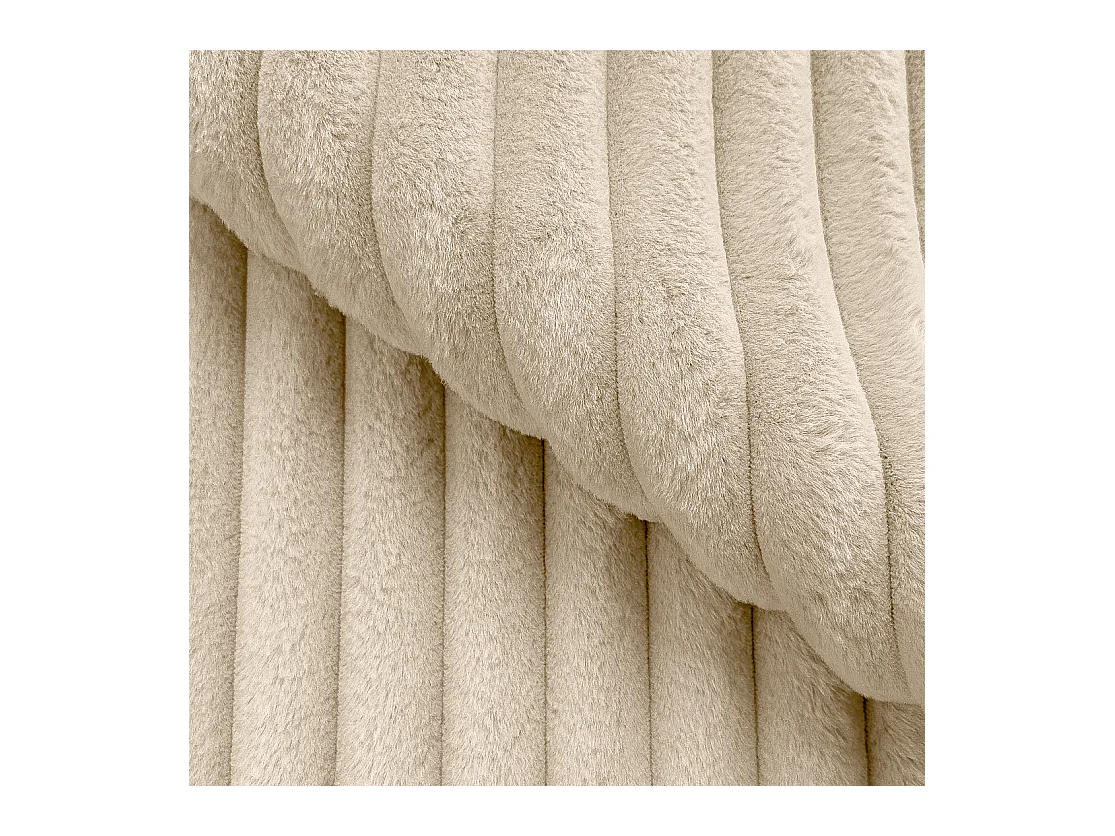 Mollis - Ecksofa mit Schlaffunktion und Bettkasten aus Hellbeige Plüschcord mit schöner Sitzkomfort