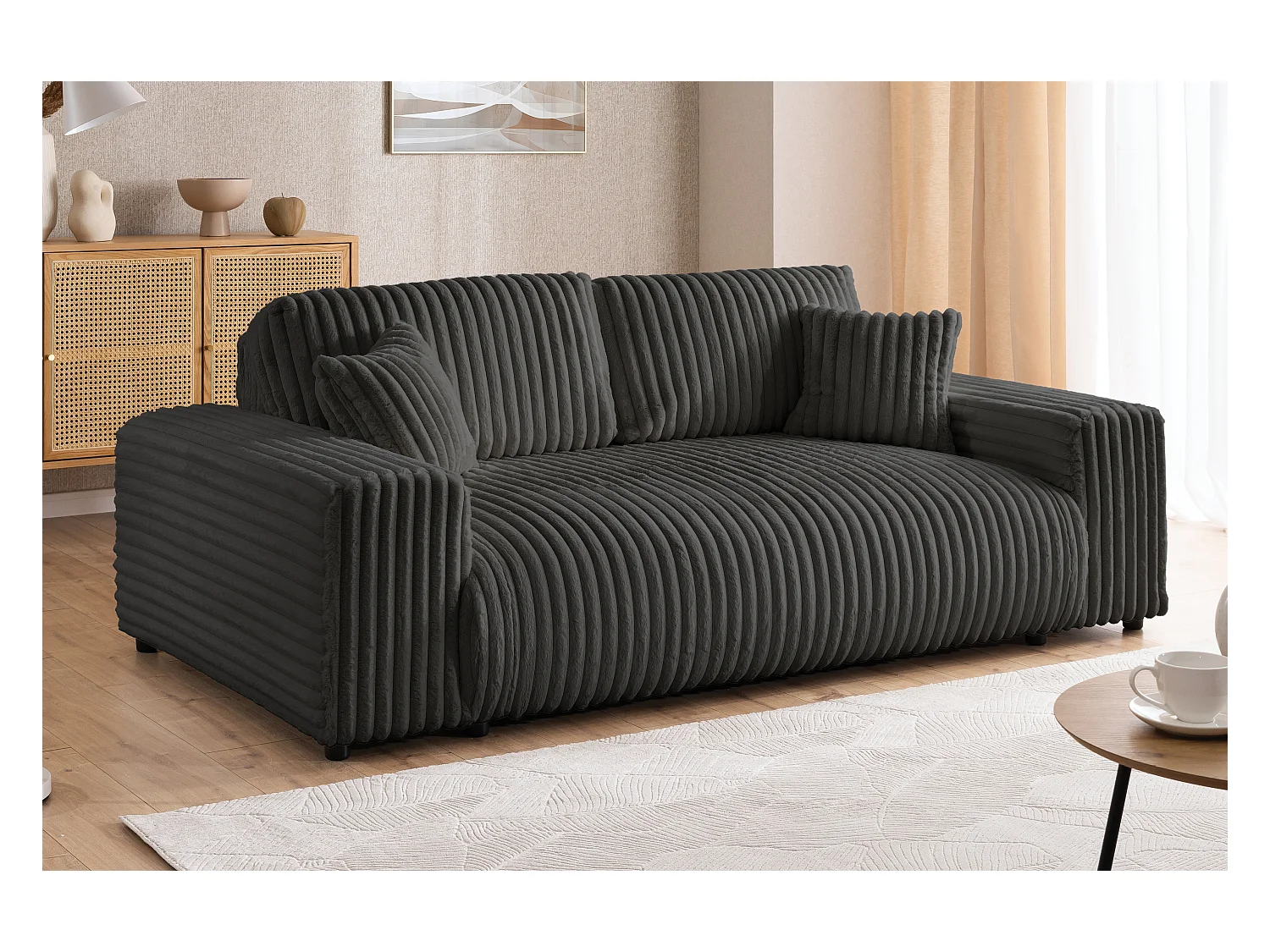 Mollis - Sofa 2 Sitzer aus Plüschcord mit schöner Sitzkomfort