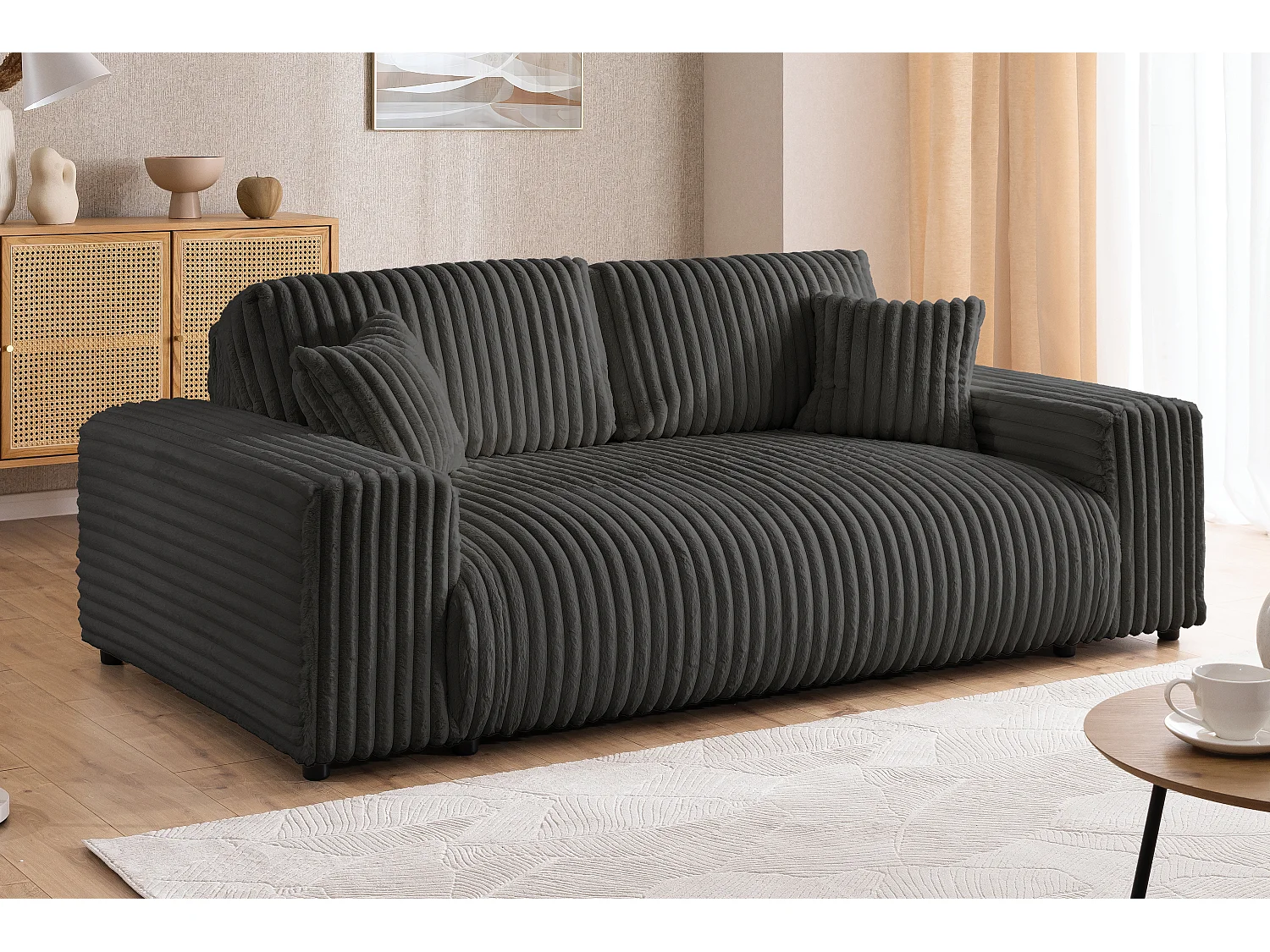 Mollis - Sofa 2 Sitzer aus Plüschcord mit schöner Sitzkomfort
