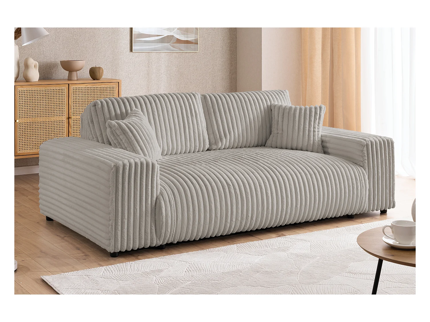 Mollis - Sofa 2 Sitzer aus Plüschcord mit schöner Sitzkomfort