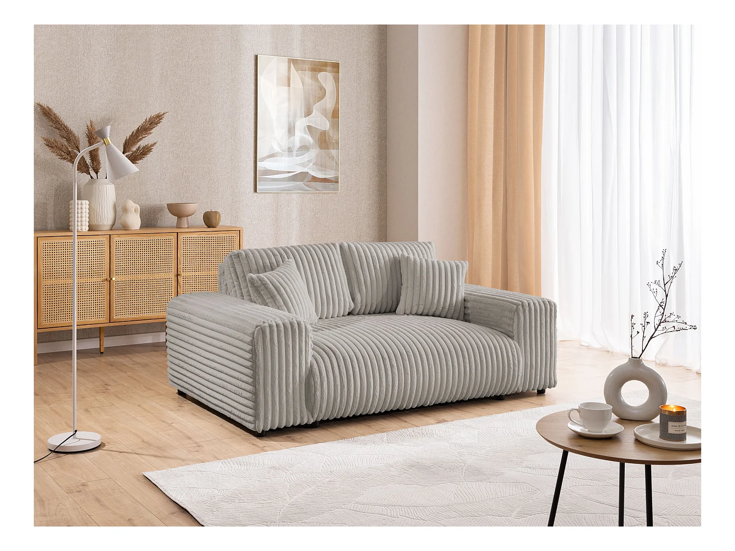 Mollis - Sofa 2 Sitzer aus Plüschcord mit schöner Sitzkomfort
