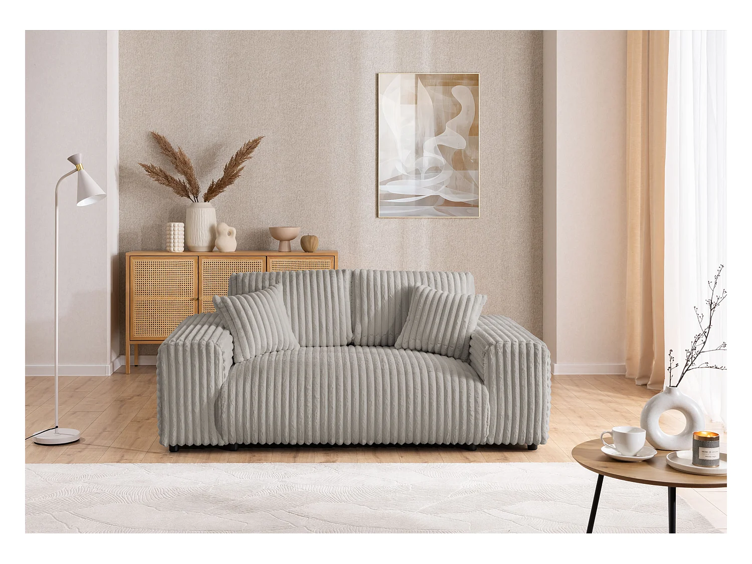 Mollis - Sofa 2 Sitzer aus Plüschcord mit schöner Sitzkomfort