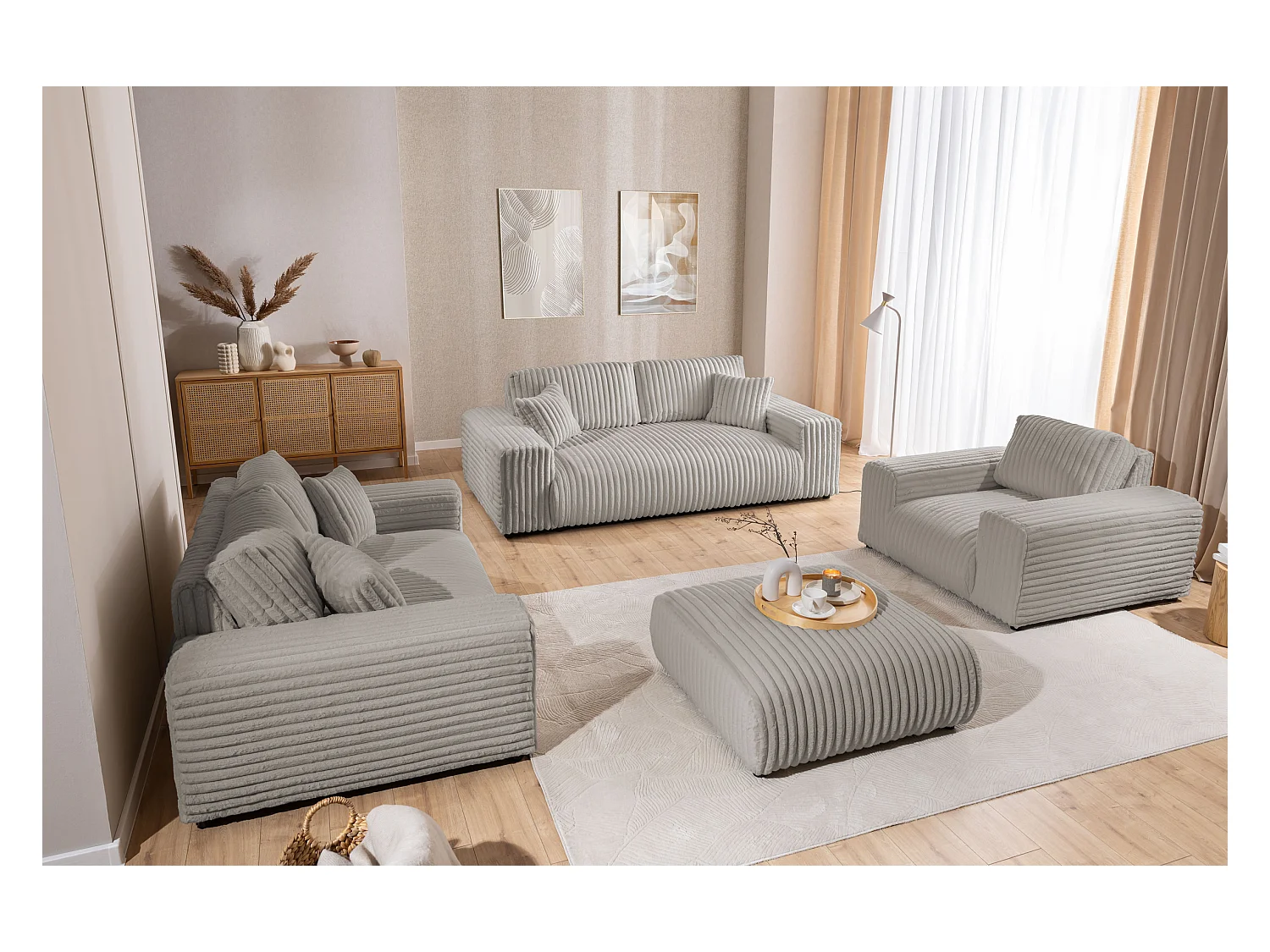 Mollis - Sofa 2 Sitzer aus Plüschcord mit schöner Sitzkomfort
