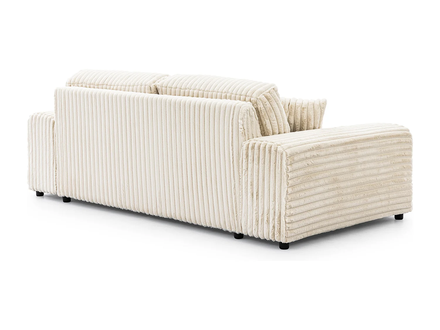 Mollis - Sofa 3 Sitzer aus Hellbeige Plüschcord mit schöner Sitzkomfort