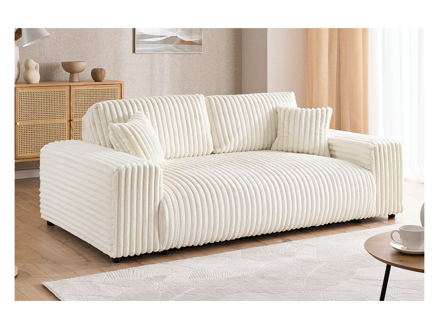 Mollis - Sofa 2 Sitzer aus Plüschcord mit schöner Sitzkomfort