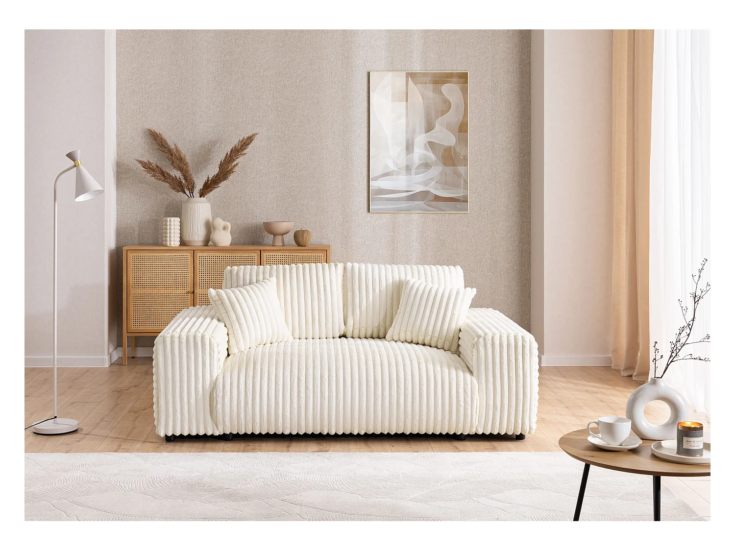 Mollis - Sofa 2 Sitzer aus Plüschcord mit schöner Sitzkomfort