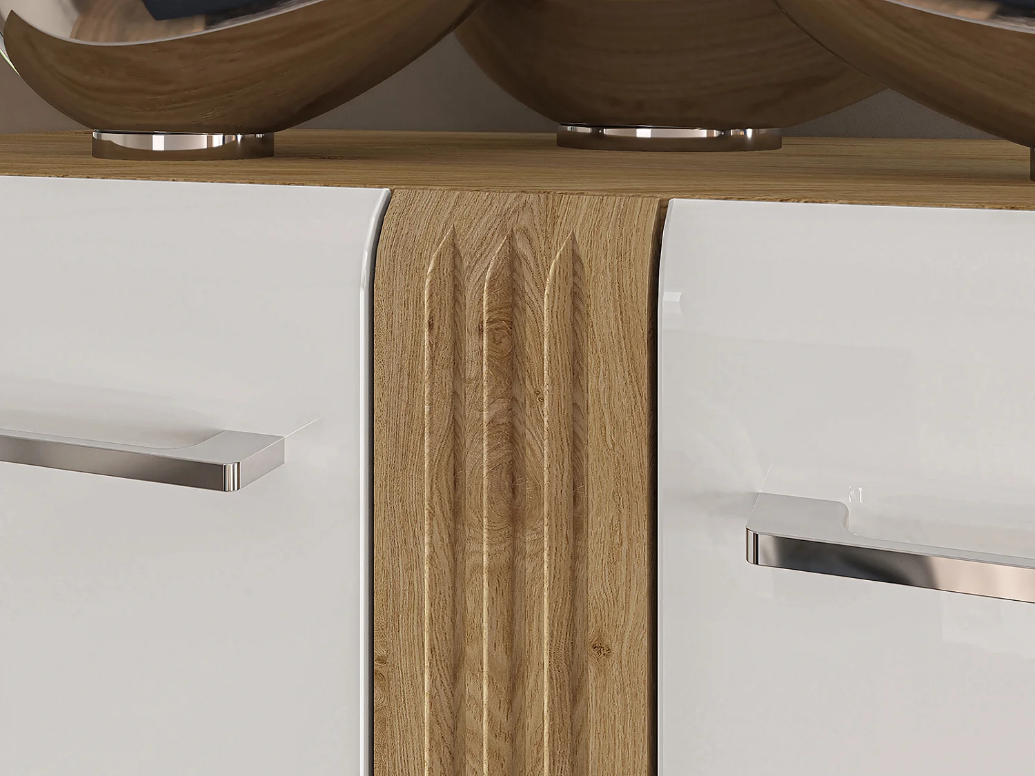 STAURAUMVITRINE Adagio weiß Hochglanz / Eiche castello 92 / 42 / 143cm