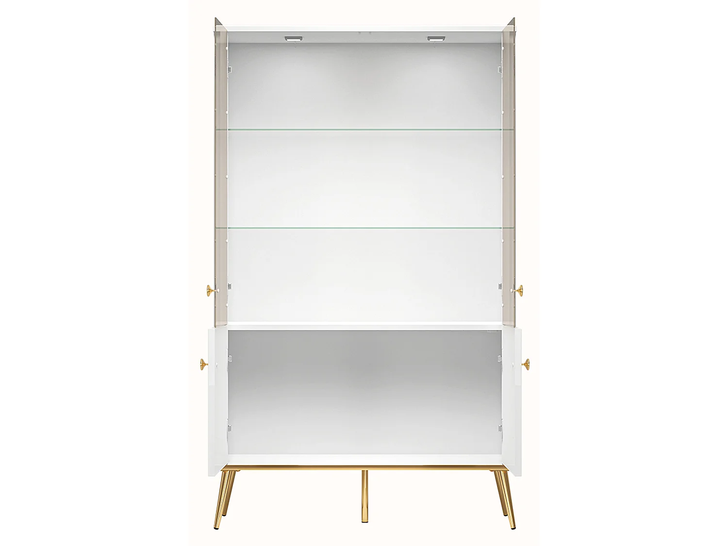 STAURAUMVITRINE Goldin weiß / weiß hochglanz / gold 92 / 40 / 152cm