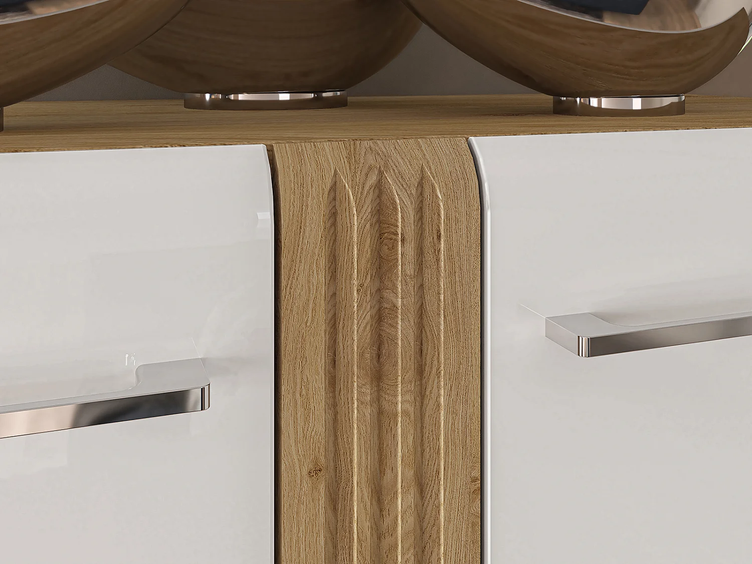 STAURAUMVITRINE Adagio weiß Hochglanz / Eiche castello 65 / 42 / 196cm