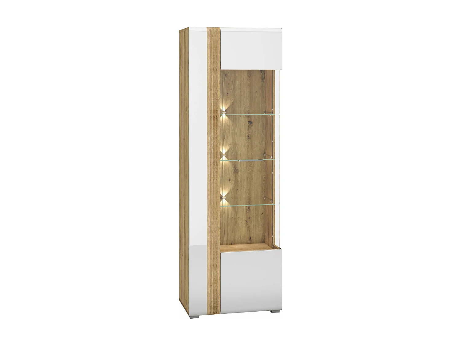STANDVITRINE Adagio weiß Hochglanz / Eiche castello 65 / 42 / 196cm