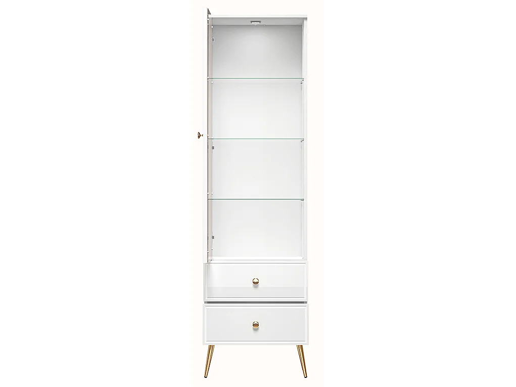 STANDVITRINE Goldin weiß / weiß hochglanz / gold 55 / 40 / 190cm