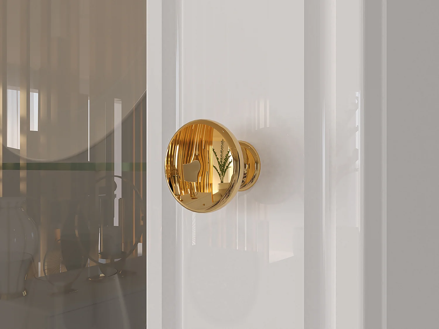 STANDVITRINE Goldin weiß / weiß hochglanz / gold 55 / 40 / 190cm