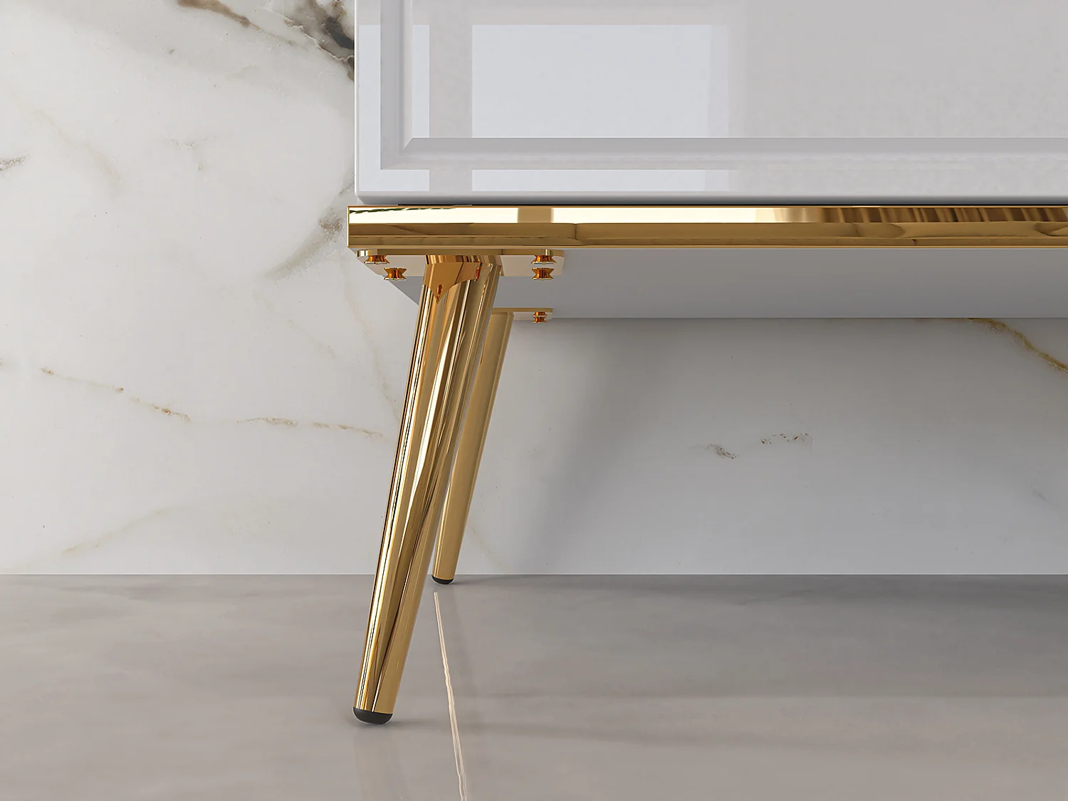 STANDVITRINE Goldin weiß / weiß hochglanz / gold 55 / 40 / 190cm