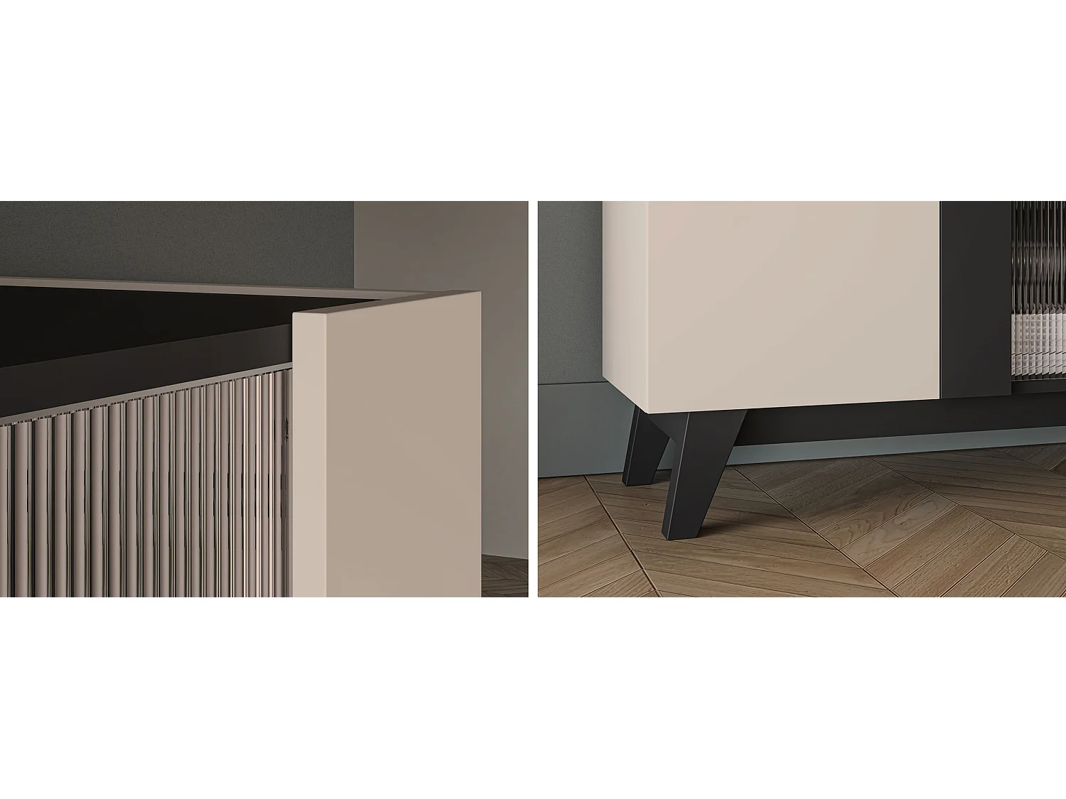 VITRINE Freshion Kaschmir / Schwarz 95 / 40 / 155cm