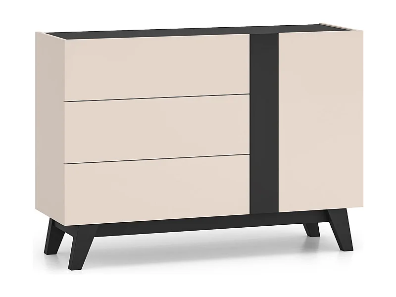 KOMMODE Freshion Kaschmir / Schwarz 120 / 40 / 85cm