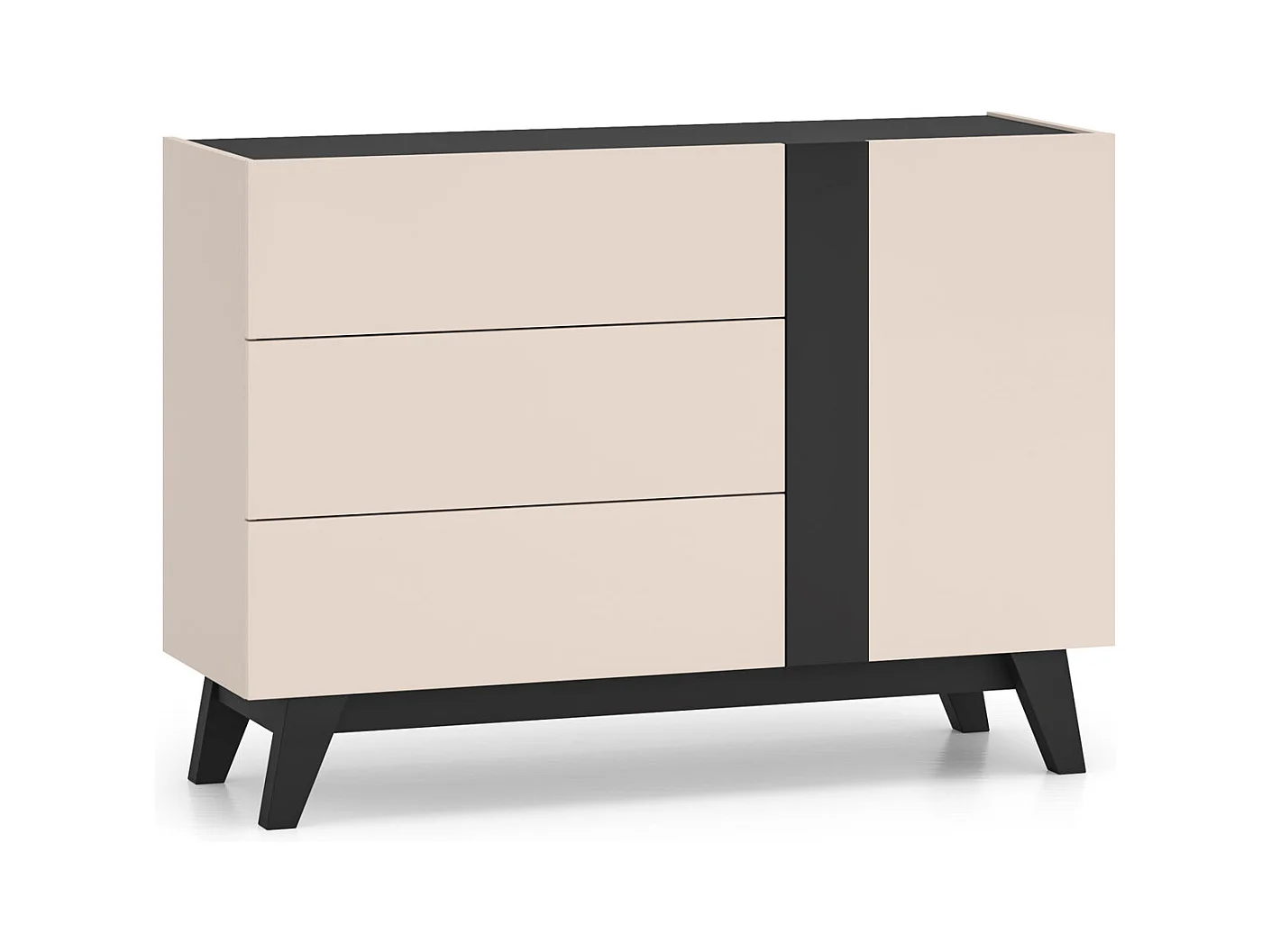 KOMMODE Freshion Kaschmir / Schwarz 120 / 40 / 85cm