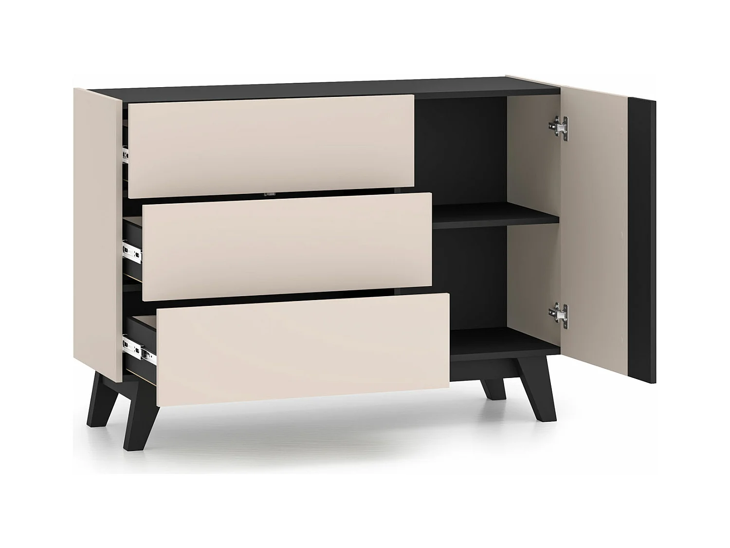 KOMMODE Freshion Kaschmir / Schwarz 120 / 40 / 85cm