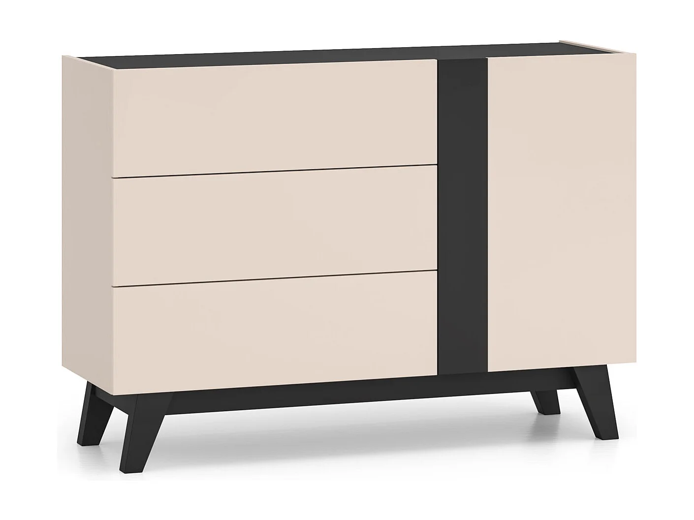 KOMMODE Freshion Kaschmir / Schwarz 120 / 40 / 85cm