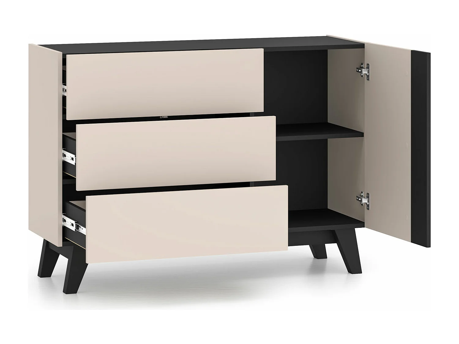 KOMMODE Freshion Kaschmir / Schwarz 120 / 40 / 85cm