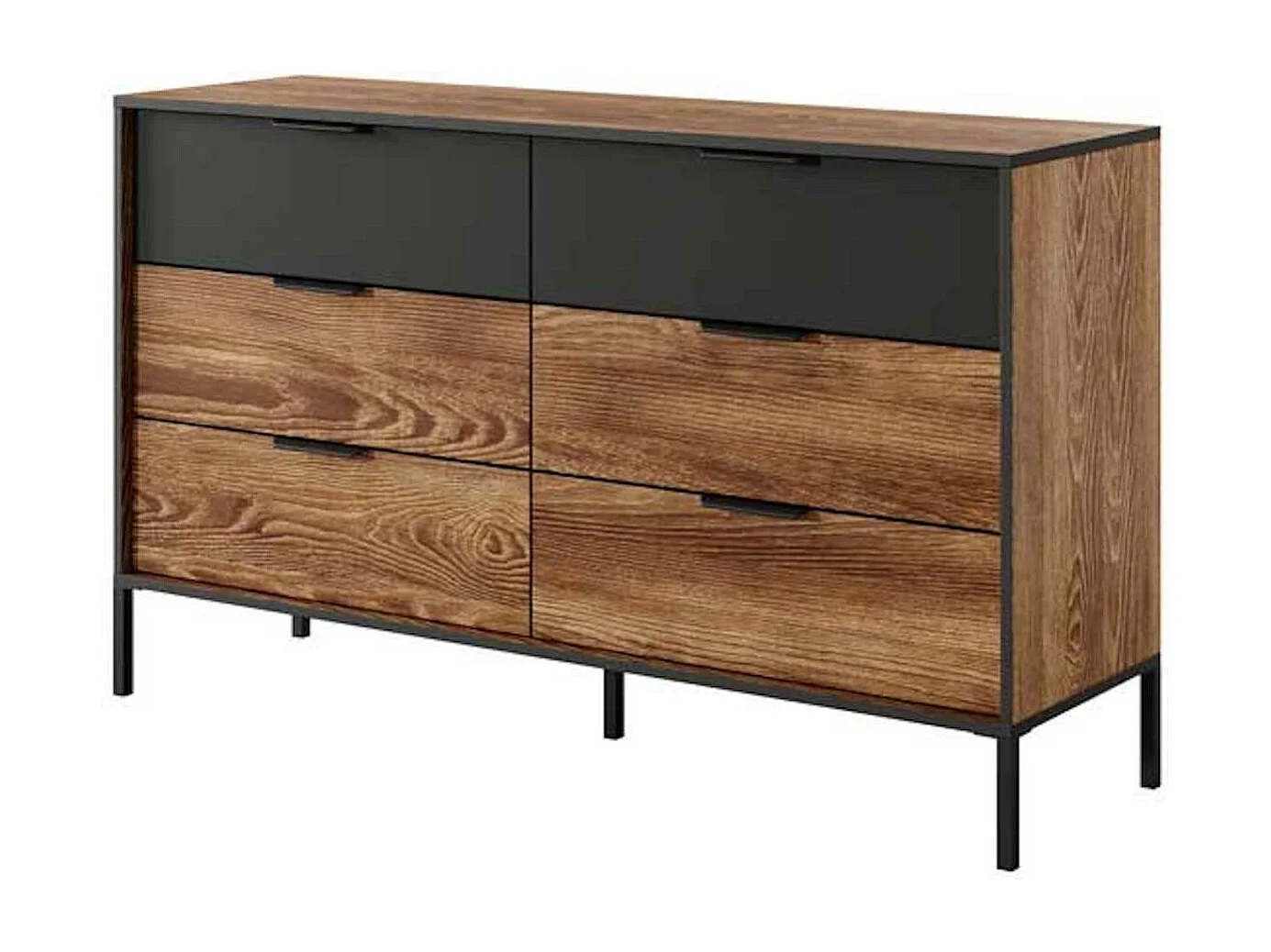 KOMMODE Milton Kastanie / anthrazit 137cm / 39,5 cm / 81 cm