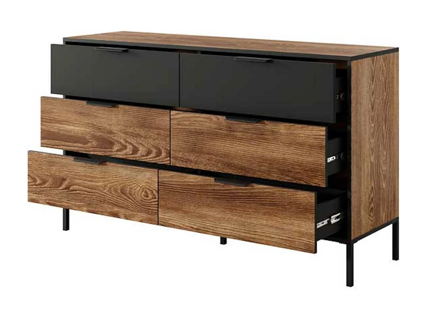 KOMMODE Milton Kastanie / anthrazit 137cm / 39,5 cm / 81 cm