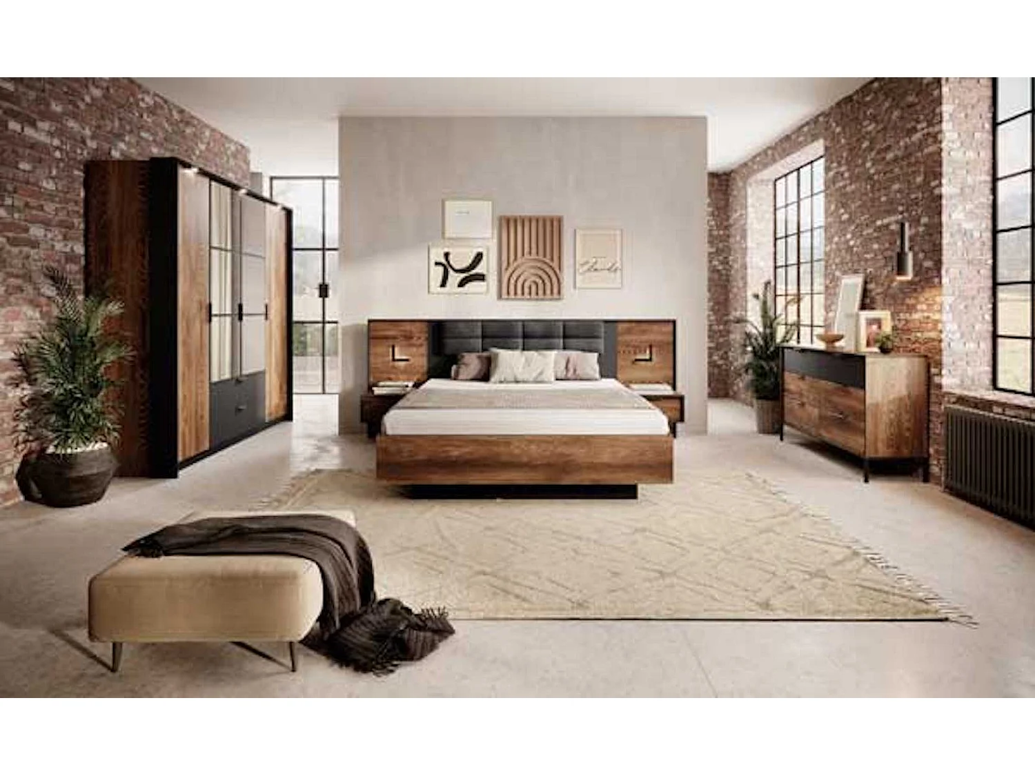 KOMMODE Milton Kastanie / anthrazit 137cm / 39,5 cm / 81 cm