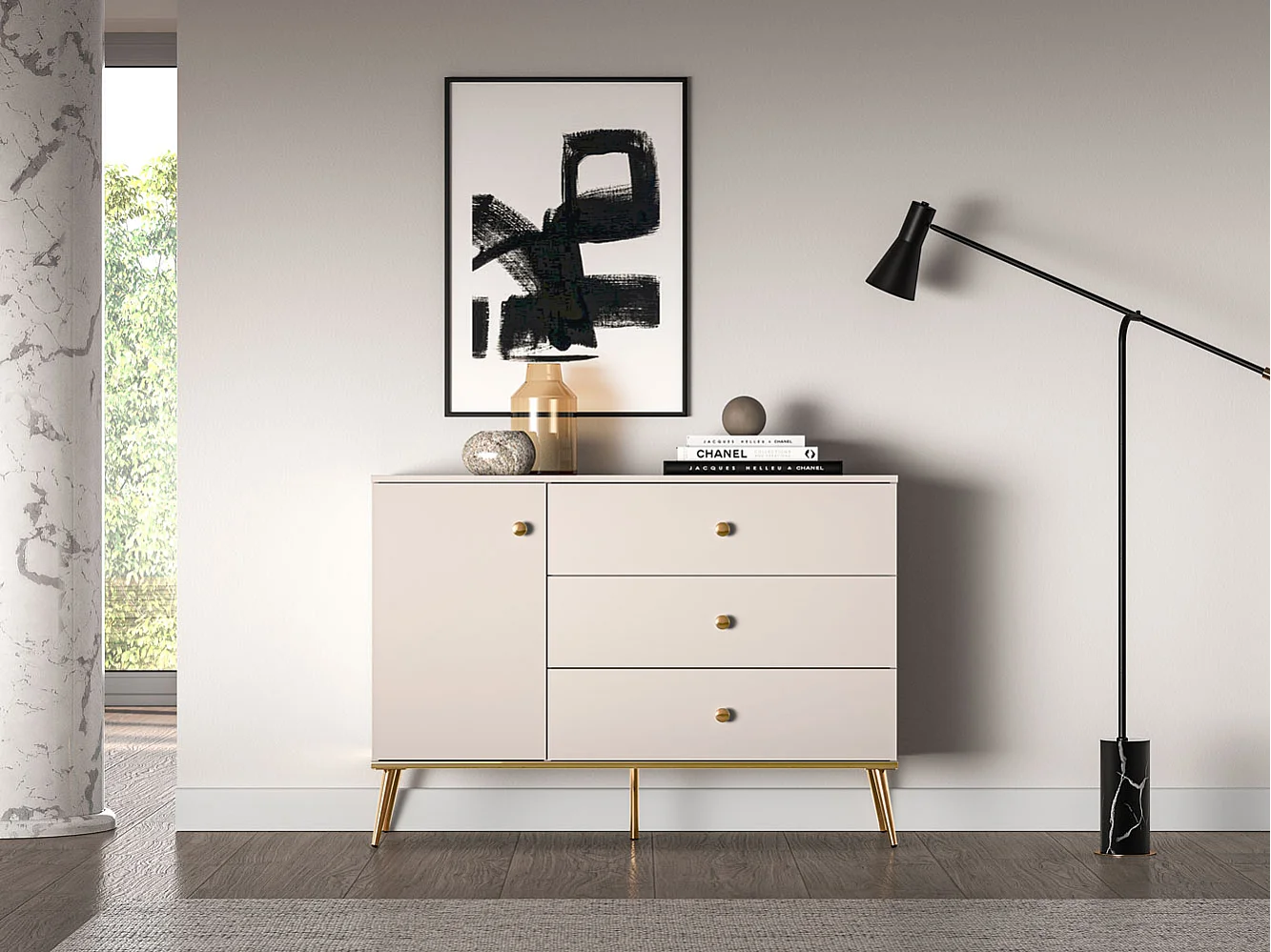 KOMMODE Selgin Kaschmir / Gold 120 / 40 / 85cm