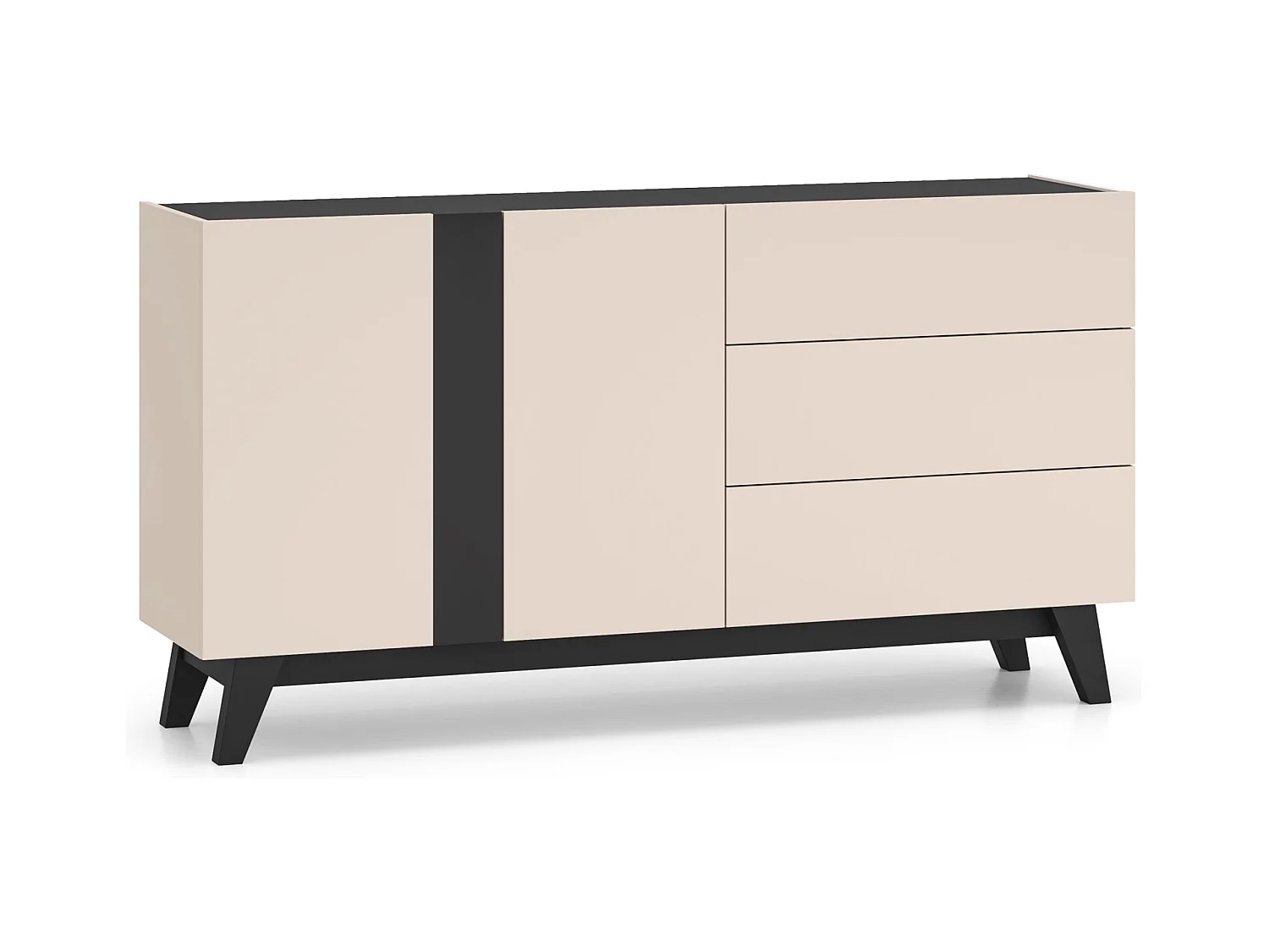 KOMMODE Freshion Kaschmir / Schwarz 160 / 40 / 85cm