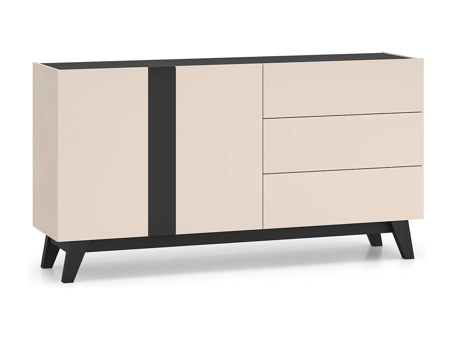 KOMMODE Freshion Kaschmir / Schwarz 160 / 40 / 85cm