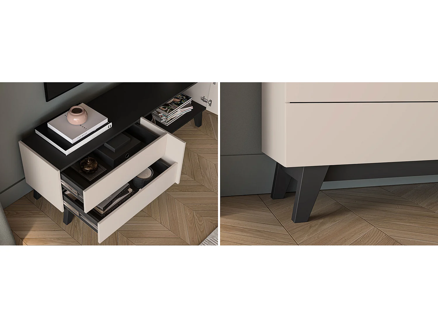 LOWBOARD Freshion Kaschmir / Schwarz 160 / 40 / 55cm