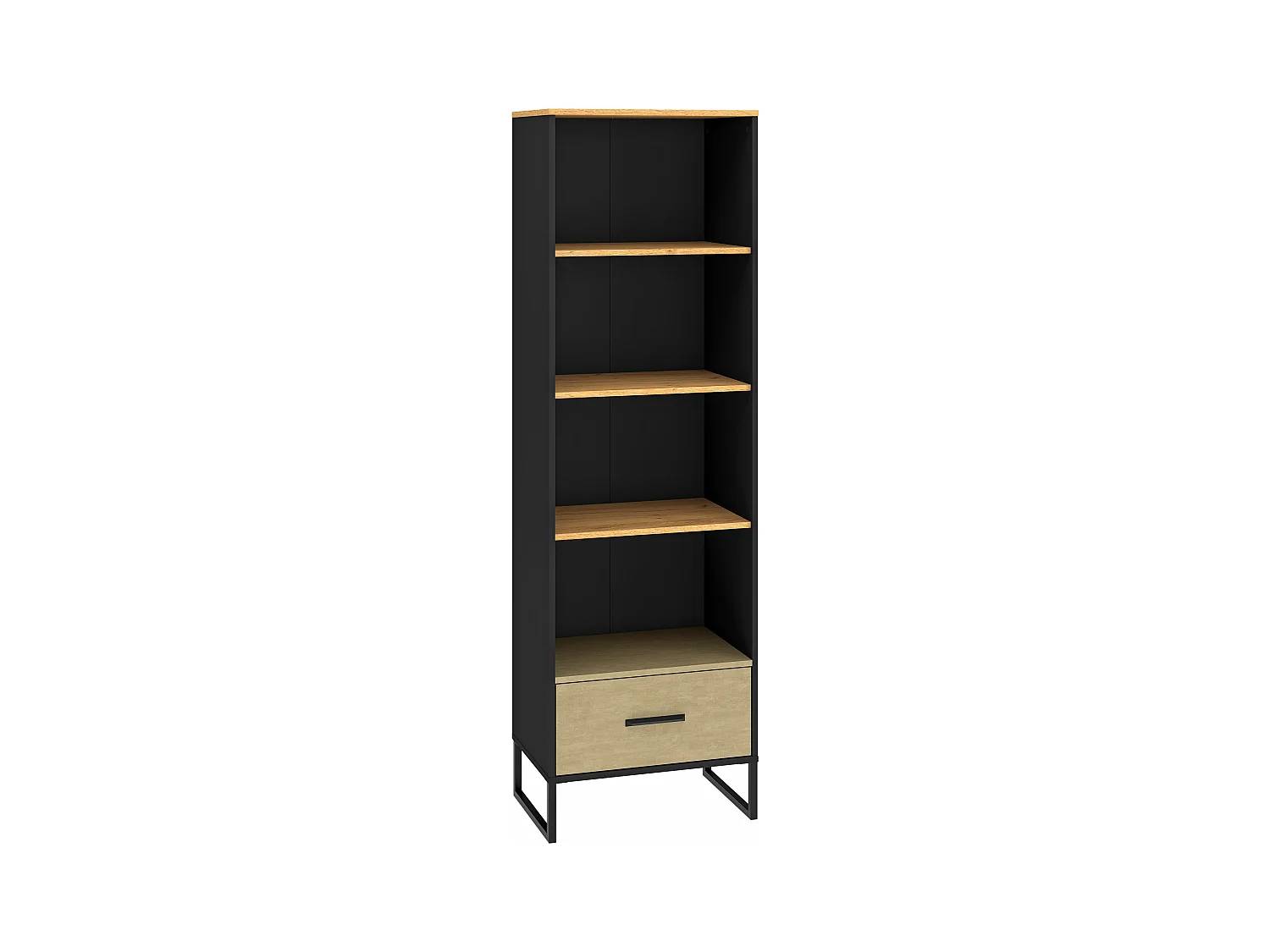 BÜCHERREGAL Colt schwarz / Craft Gold Eiche / Premium Steel 58 / 40 / 190cm