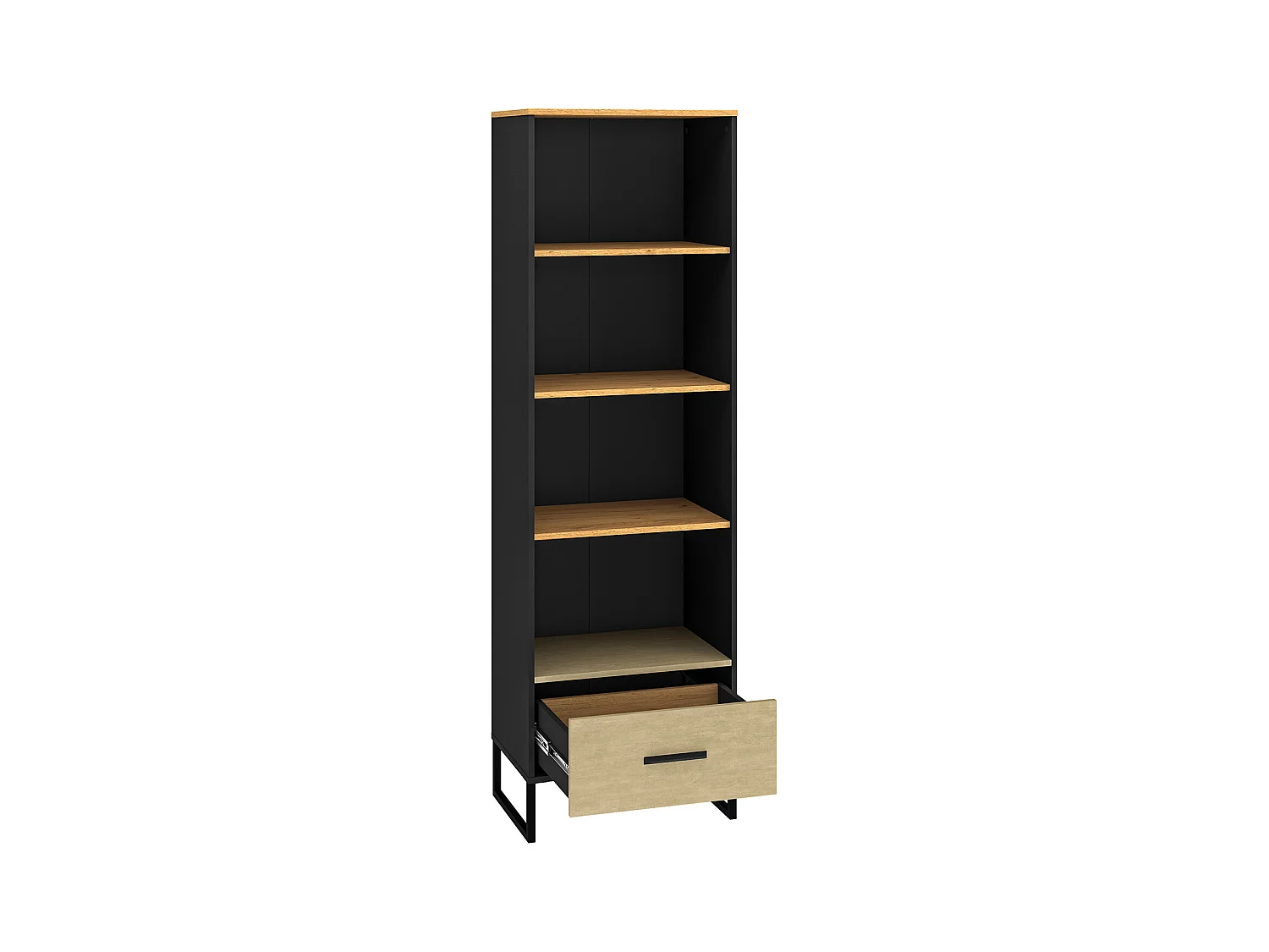 BÜCHERREGAL Colt schwarz / Craft Gold Eiche / Premium Steel 58 / 40 / 190cm
