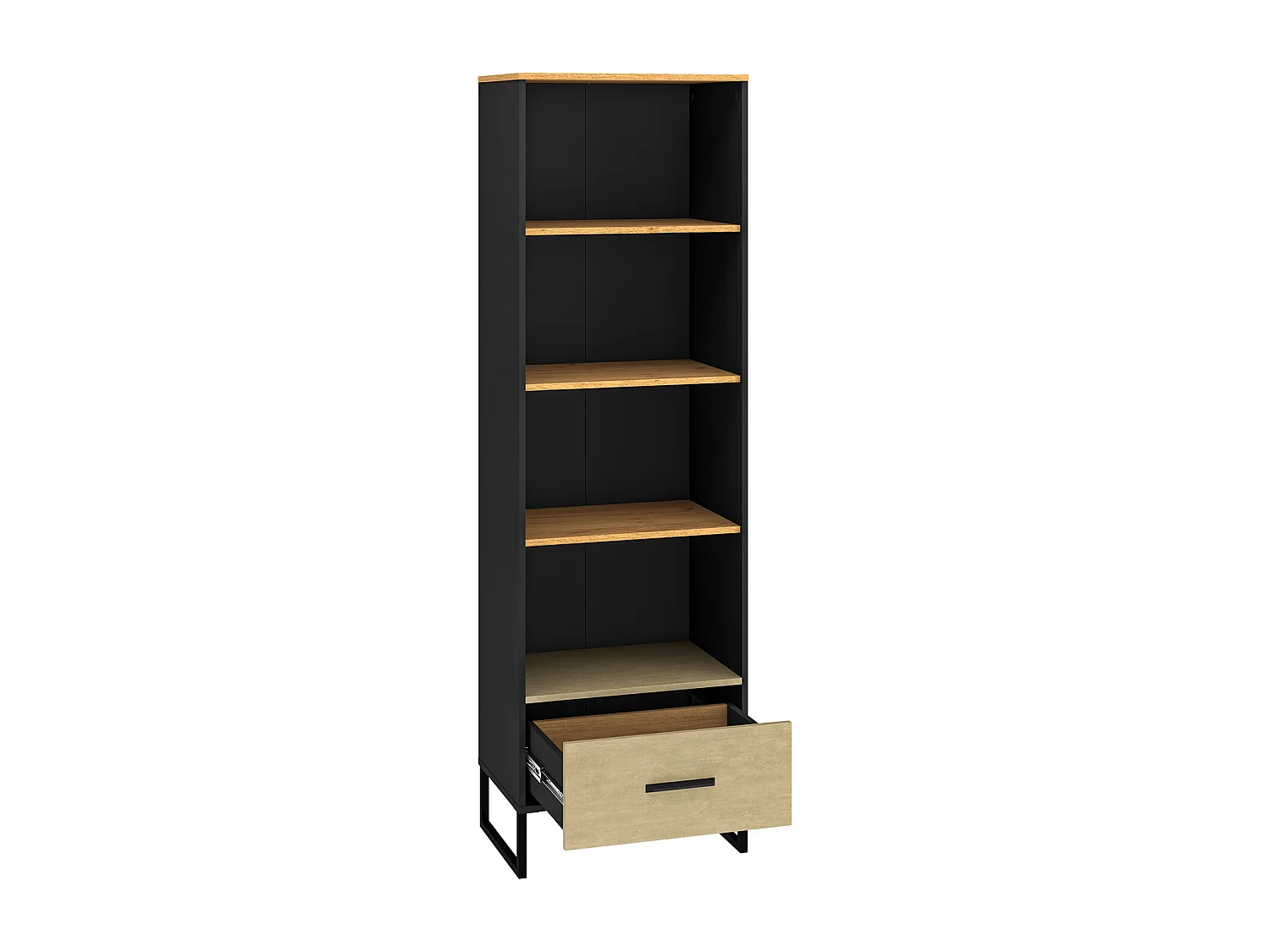 BÜCHERREGAL Colt schwarz / Craft Gold Eiche / Premium Steel 58 / 40 / 190cm